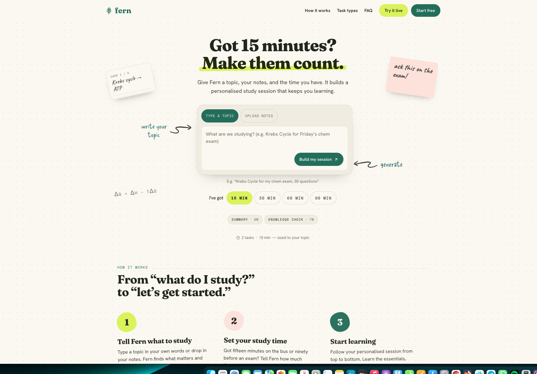Fern homepage. Got 15 minutes? Make them count.